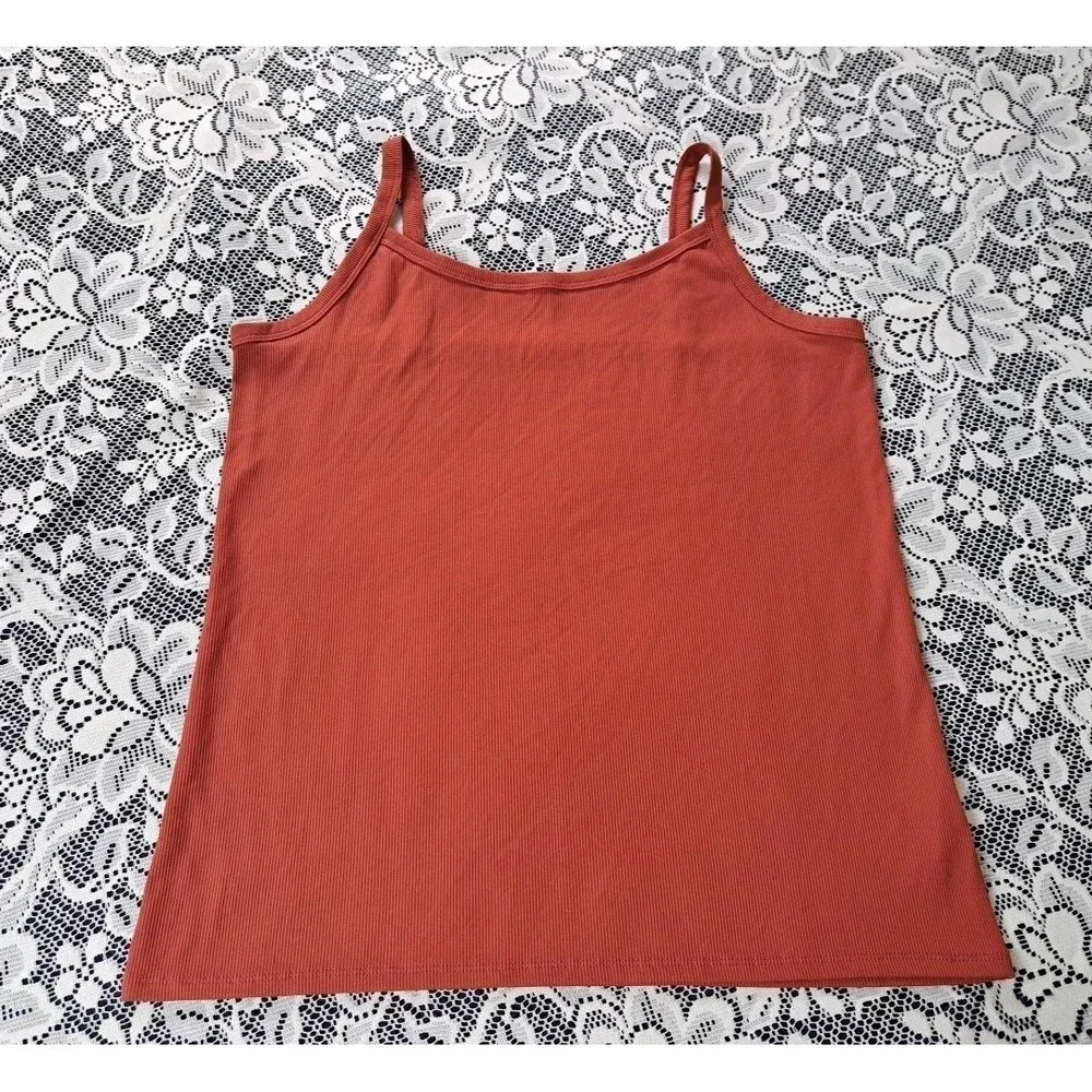 No Boundaries (2)Camisole Tops XXXL Rust/Green Ribbed‎ Stretch Tank Top Layering